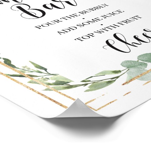 Boho grüne sukkulente Blütenmutter-osa Bar Zeichen Poster (Ecke)