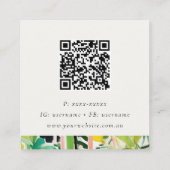 Boho Grüne Tropische Blatt Foliage Botanischer QR- Quadratische Visitenkarte (Rückseite)