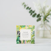 Boho Grüne Tropische Blatt Foliage Botanischer QR- Quadratische Visitenkarte (Stehend Vorderseite)