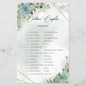 Boho grünen Succulents Gold Cartoon Paare (Rückseite)