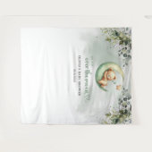 Boho grüner Eukalyptus geschlechtsneutraler Teddyb Wandteppich (Vorderseite (Horizontal))