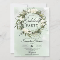 Boho grüner Olivenkranz Weißrosen Bachelorette