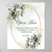 Boho-Grünpflanzen Open Bar 8x10 Tischschild Gold Poster (Vorne)