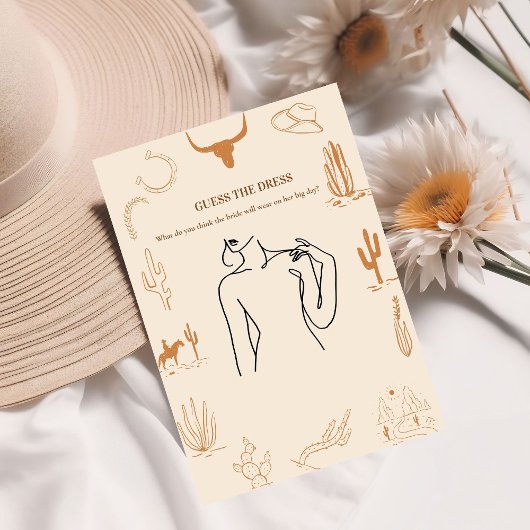 Boho Guess the Brautkleid Brautparty Card Einladung