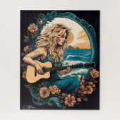 Boho Guitar Beach Girl Puzzle (Vertikal)