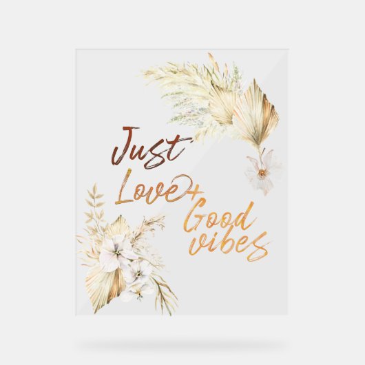 Boho Gute Gefühle und Bouquets Acrylschild (Vorderseite)