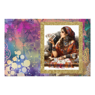 *~* Boho Gypsy Woman Psychic Card Reader A100 Fotodruck