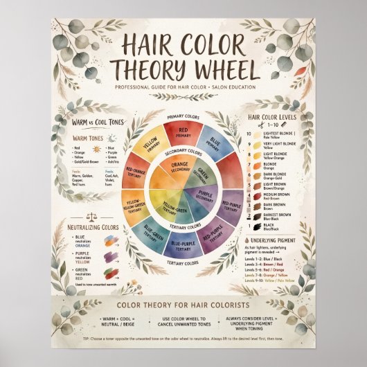 Boho-Haarfarbtheorie-Rad Poster (Vorne)
