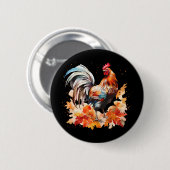 Boho-Hahn Huhn Herbstlaub Erntedankfest Da Button (Vorne & Hinten)