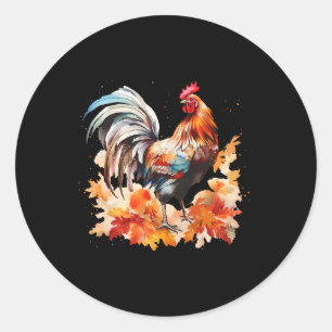 Boho-Hahn Huhn Herbstlaub Erntedankfest Da Runder Aufkleber