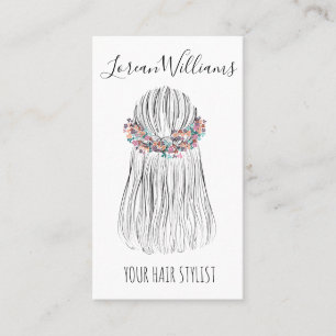 Boho Hair Stylist Blume Crown Bridal Hairstyle QR Visitenkarte