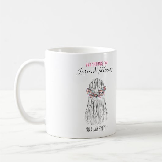 Boho Hair Stylist Blume Crown Wedstyle Kaffeetasse (Links)