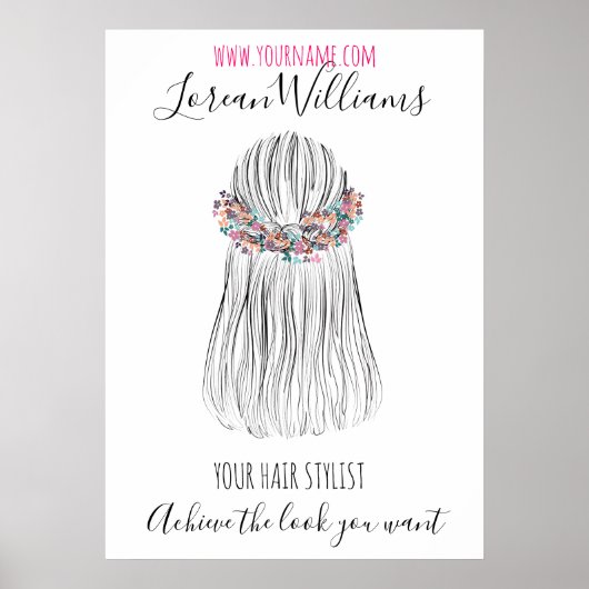 Boho Hair Stylist Blume Crown Wedstyle Poster (Vorne)