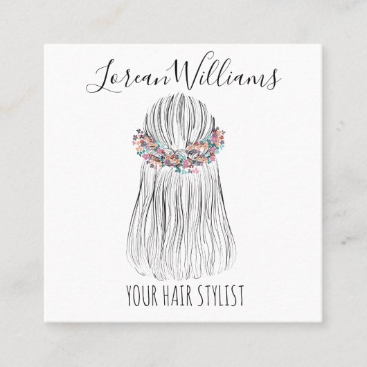 Boho Hair Stylist Blume Crown Wedstyle Terminkarte (Vorderseite)