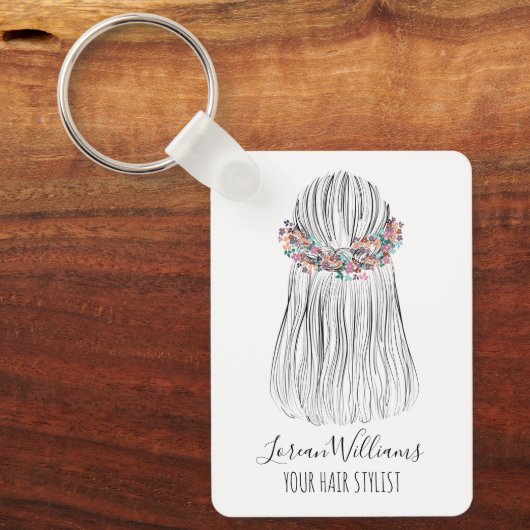 Boho Hair Stylist Flower Crown Bridal Hairstyle Schlüsselanhänger (Vorderseite)