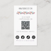 Boho Hair Wedding Friseur Floral Romantic QR Visitenkarte (Rückseite)