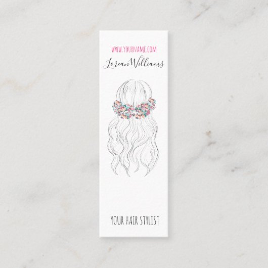 Boho Hair Wedding Friseur Floral Romantisch Mini Visitenkarte (Vorderseite)