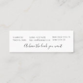 Boho Hair Wedding Friseur Floral Romantisch Mini Visitenkarte (Rückseite)