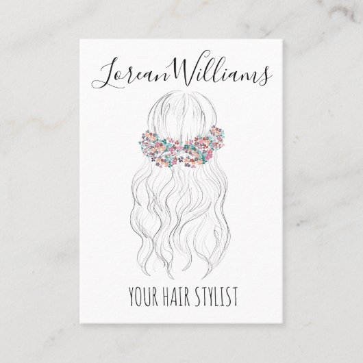 Boho Hair Wedding Friseur Floral Romantisch Visitenkarte (Vorderseite)