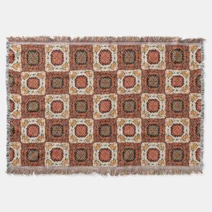 Boho-Häkel-Granny-Quadrat Retro-Blumenmuster  Decke