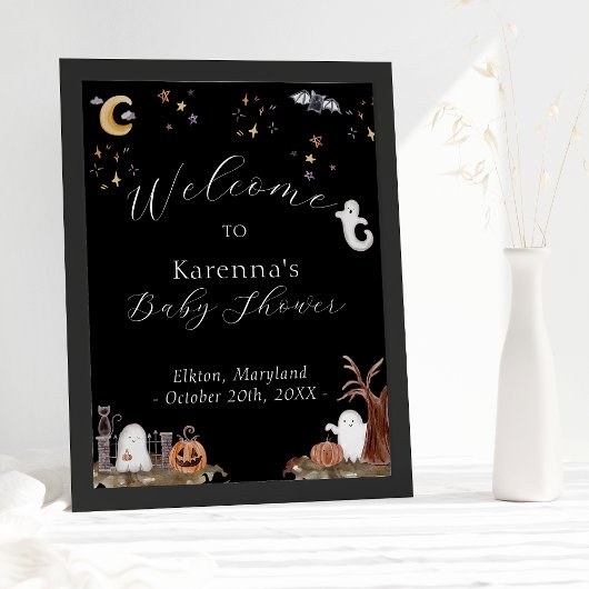 Boho Halloween Baby Dusche Willkommen Poster