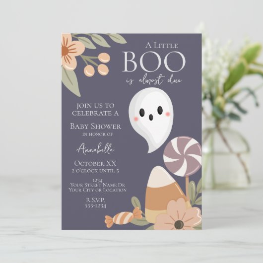 Boho Halloween Baby Shower Einladung - Niedlich Gh (Stehend Vorderseite)