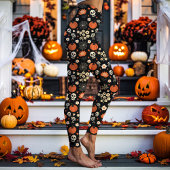 Boho Halloween Floral Skull-Kernnetz Leggings