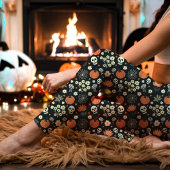 Boho Halloween Floral Skull-Kernnetz Leggings