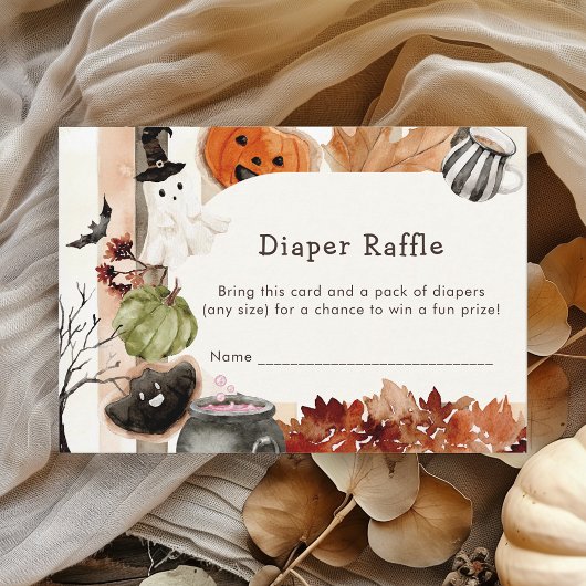 Boho Halloween Ghost Pumpkin Diaper Raffle Begleitkarte