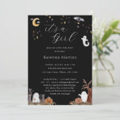 Boho Halloween ist eine Mädchen-Babydusche Einladung (Stehend Vorderseite)