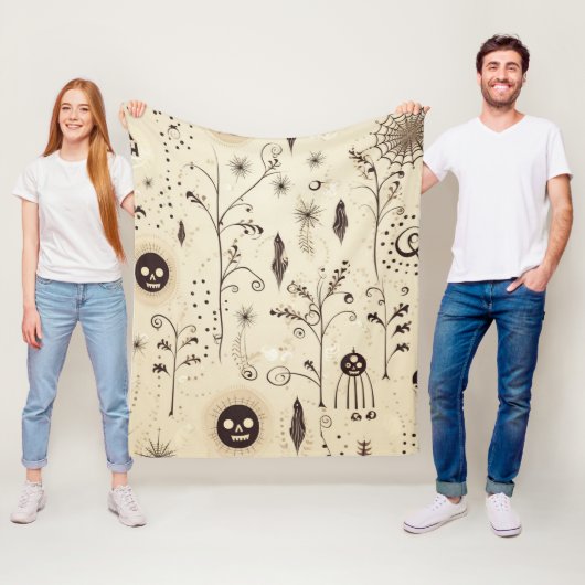 Boho Halloween Masken & Botanische Wirbel Muster Fleecedecke (Beispiel)