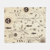 Boho Halloween Masken & Botanische Wirbel Muster Fleecedecke (Vorderseite (Horizontal))
