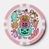 Boho Halloween Pumpkin Ghost Pokerchips (Vorderseite)