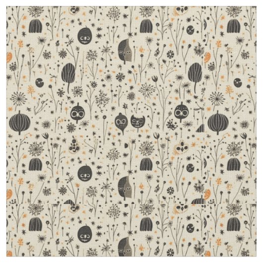 Boho Halloween Seamless Pattern Stoff (Nahaufnahme)