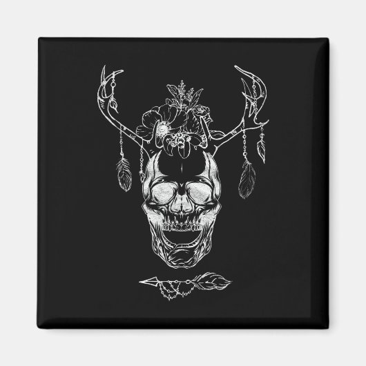 Boho Halloween Skull Magnet (Vorne)
