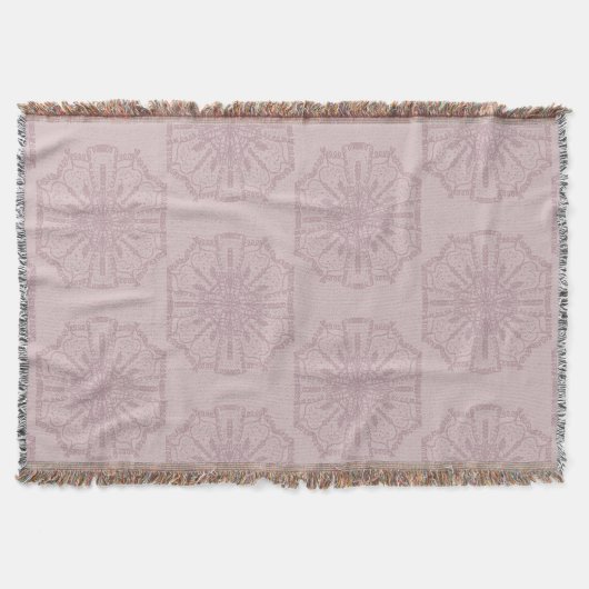 Boho Hand Drawn Mandala Blush Pink Muster Decke (Vorderseite)
