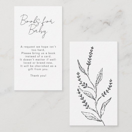 Boho Hand-drawn Wildflower Books For Baby Shower Begleitkarte (Vorne/Hinten)