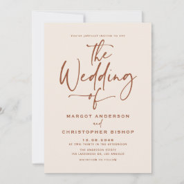 Boho Hand Lettered Calligraphy Terracotta Wedding Einladung