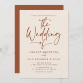 Boho Hand Lettered Calligraphy Terracotta Wedding Einladung (Vorne/Hinten)