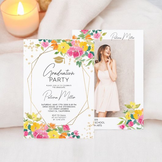 Boho Hand-Painted Floral Wildblume Abschluss Einladung