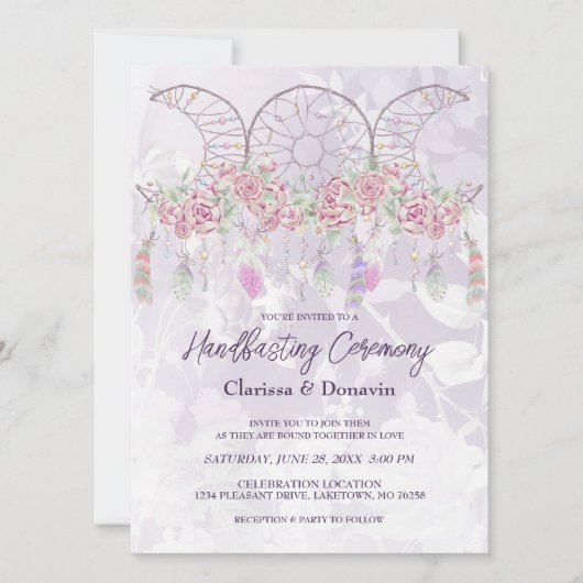 Boho Handfasting Triple Moon Dreamcatcher Einladung (Vorderseite)