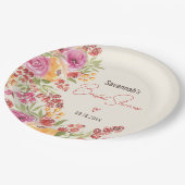 Boho-Handgemalte Aquarell-Blumen-Brautparty Pappteller (Schrägansicht)