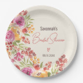 Boho-Handgemalte Aquarell-Blumen-Brautparty Pappteller (Vorderseite)