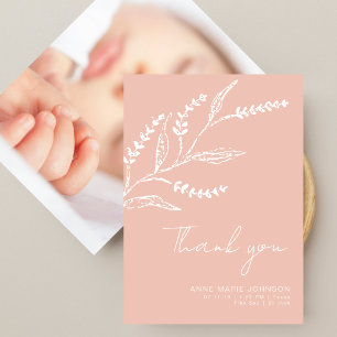Boho handgezeichnete Lavendel Rosa Babyparty Dankeskarte