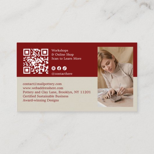 BOHO HANDMADE POTTERY CERAMIC QR CODE PHOTO VISITENKARTE (Rückseite)