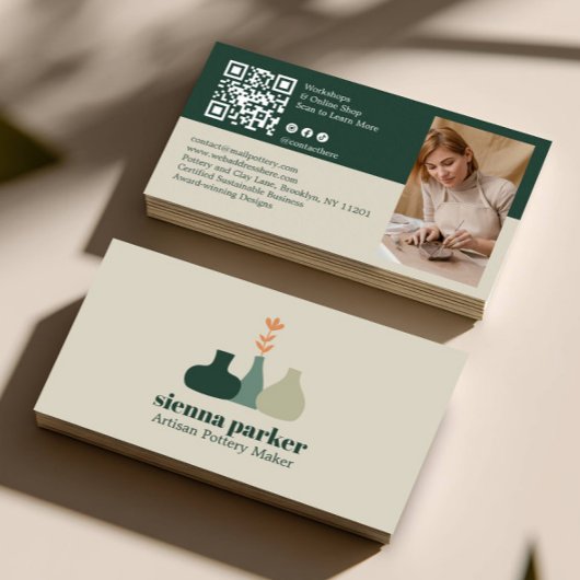 BOHO  HANDMADE POTTERY CERAMIC QR CODE PHOTO VISITENKARTE