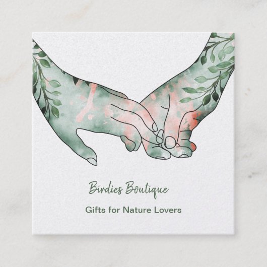 Boho Hands Square Business Card Quadratische Visitenkarte (Vorderseite)