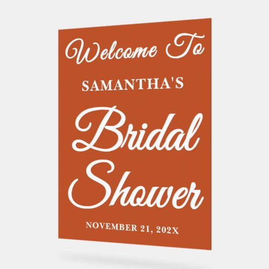 Boho Handwriting Script Brautparty Willkommen Acrylschild (Winkel)