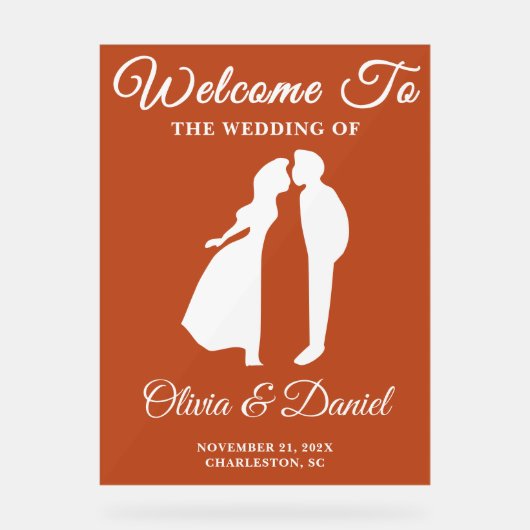 Boho Handwriting Script-Hochzeit im Herbst Willkom Acrylschild (Vorderseite)