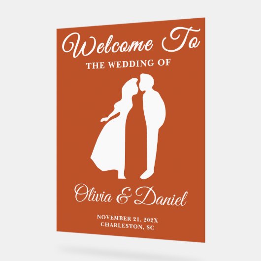 Boho Handwriting Script-Hochzeit im Herbst Willkom Acrylschild (Winkel)